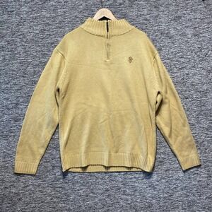 VTG Southpole 1/4 Zip Sweater Mens XL Tan Embroidered Logo Pullover Knit 90s Y2K